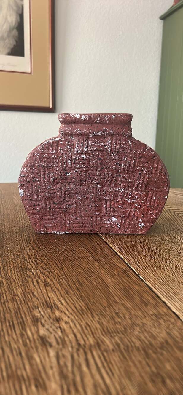 Vintage Terracotta Ceramic Vase Red Textured Speckled Pottery Vessel